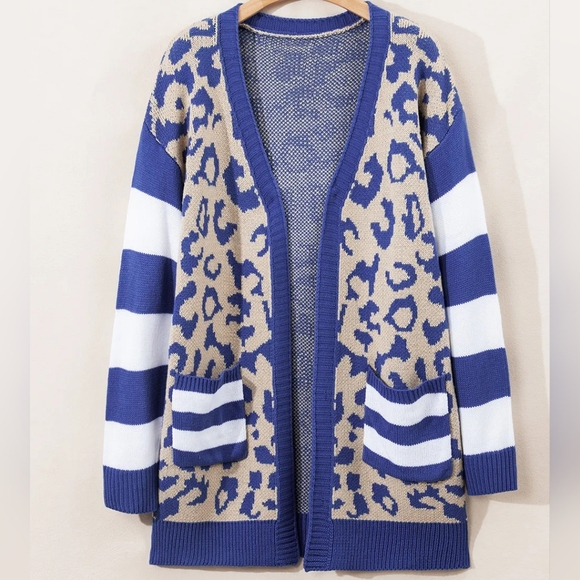 Prowl & Chill Leopard Cardigan - Royal - Picture 6 of 6